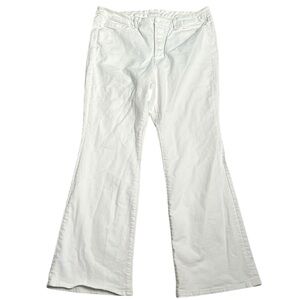 Good American White Denim Jeans flare wide leg high rise size 18